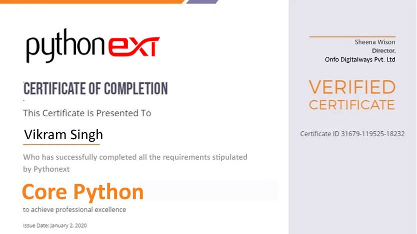 pythonext training certificate